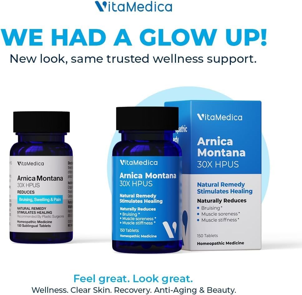 VitaMedica Arnica Montana 30X Rapid Dissolve Arnica Tablets for Natural Pain, Bruising, and Swelling Support 24Hr Smart